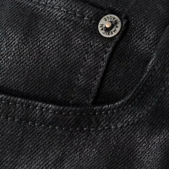 American Eagle Coated Jeans Pants Women's 4 High Rise Straight Black - Picture 4 of 9